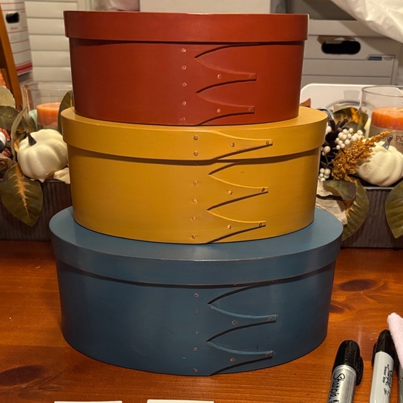 Hancock Shaker Village Pittsfield MA 3 Nesting Oval Boxes - Picture 1 of 15